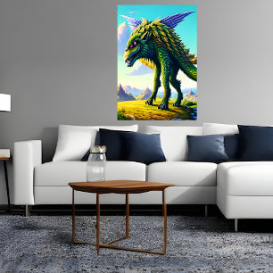 Beängstigendes grünes Biest im Berg   AI Art Poste Poster