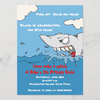 Beängstigendes Haifisch-Geburtstags-Pool-Party Einladung