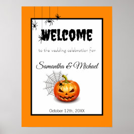 Beängstigendes Halloween-Begrüßungszeichen Poster