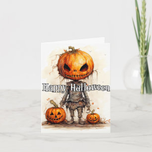 Beängstigendes Halloween-Kürbiskäfer Zeichnend Karte