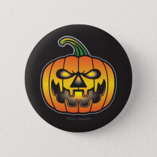 Beängstigendes Halloween-Kürbismonster Button