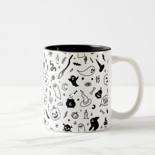beängstigendes Halloween-Party-Doodle Zweifarbige Tasse