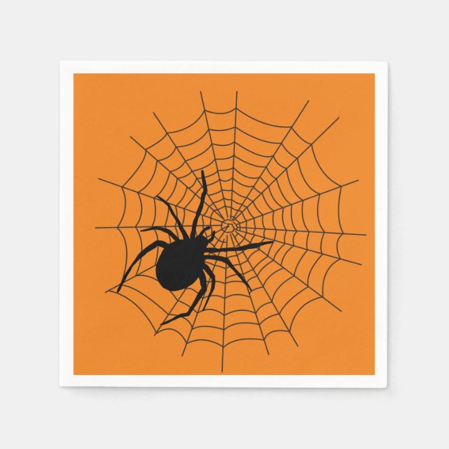 Beängstigendes Halloween-Party Spider Web Orange B Serviette (Vorderseite)