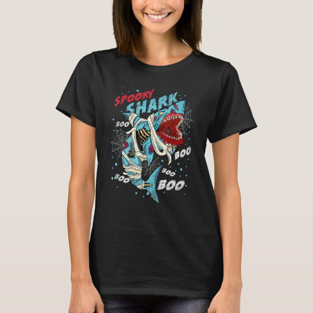 Beängstigendes Halloween Spooky Zombie Shark Mummy T-Shirt (Vorderseite)