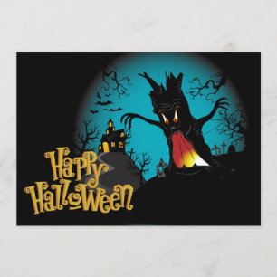 Beängstigendes Halloween-Spuk Haus mit Baum Karte