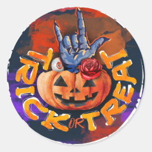 Beängstigendes Halloween-Trick oder Treat-Gastgesc Runder Aufkleber