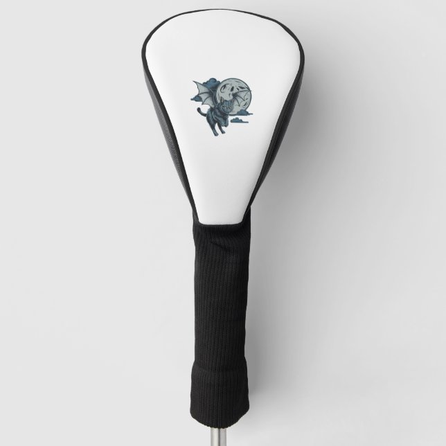 Beängstigendes Halloween-Vollmond der Battflügel Golf Headcover (Vorderseite)