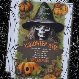 Beängstigendes HexenHalloween-Bash-Kostüm-Party Einladung