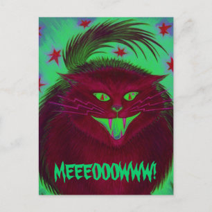 Beängstigendes Katzenrot "MEEEOOOOW" Postkarte