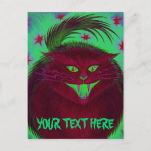 Beängstigendes Katzenrot Postkarte "Dein Text"