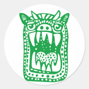 Beängstigendes Monster - grün Runder Aufkleber