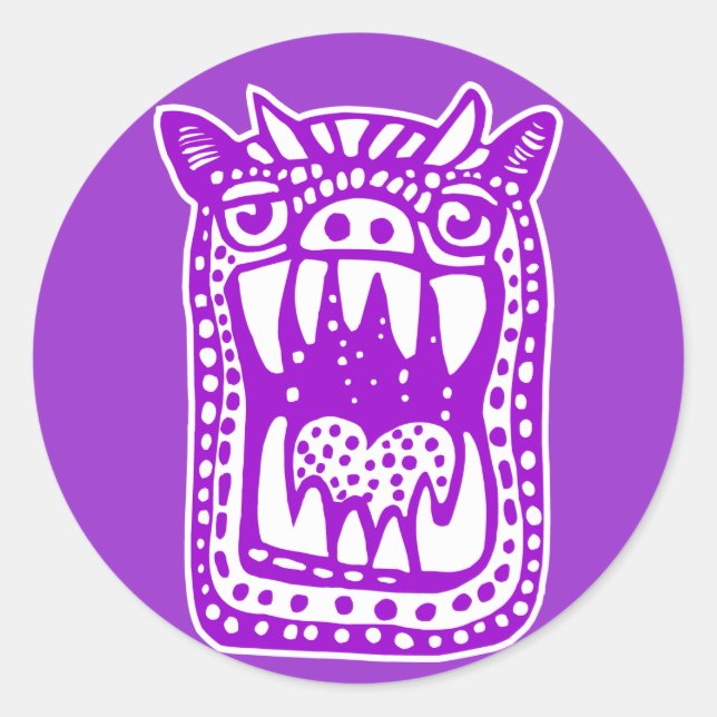 Beängstigendes Monster - Lila Runder Aufkleber (Vorderseite)