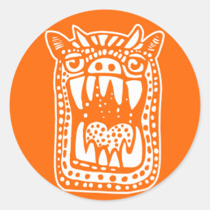 Beängstigendes Monster - Orange Runder Aufkleber