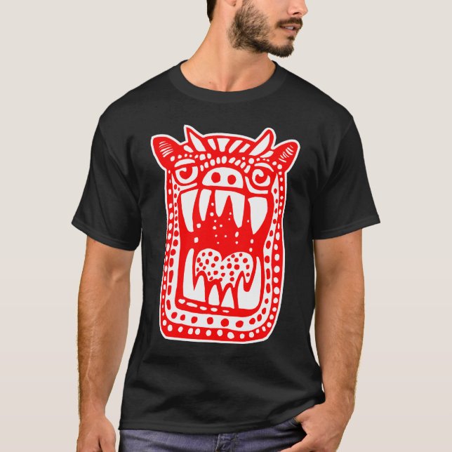Beängstigendes Monster - Rot T-Shirt (Vorderseite)