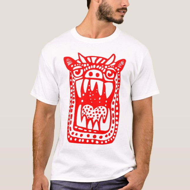 Beängstigendes Monster - Rot T-Shirt (Vorderseite)
