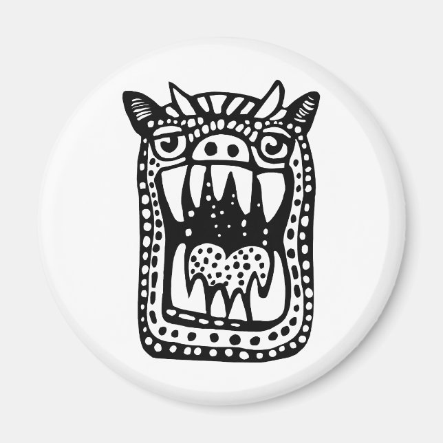 Beängstigendes Monster - Schwarz Magnet (Vorne)