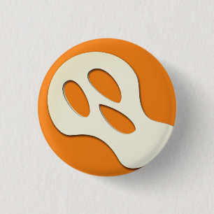 Beängstigendes orangefarbenes Geistergesicht lusti Button