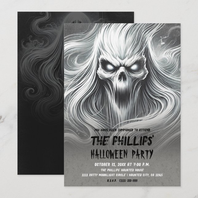 Beängstigendes Poltergeist-Ghost-Halloween-Party Einladung (Vorne/Hinten)