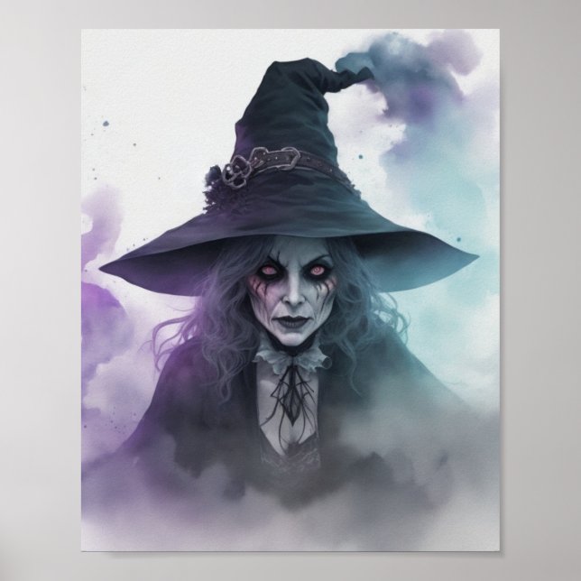 Beängstigendes realistisches Hexennebel Halloween Poster (Vorne)