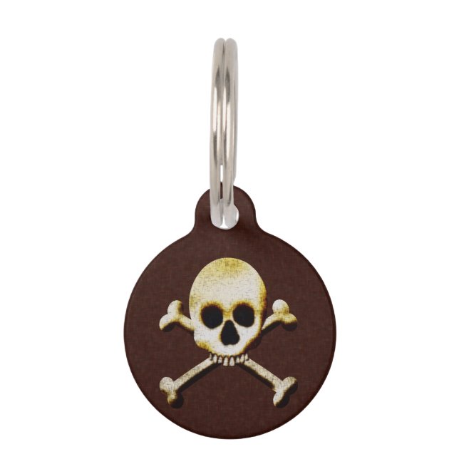 Beängstigendes Schädel und Krebstiergift Halloween Haustiermarke (Vorderseite)