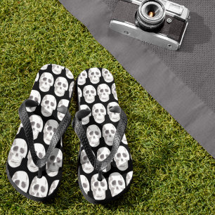 Beängstigendes Schwarz-Weiß-Muster glückliches Hal Flip Flops