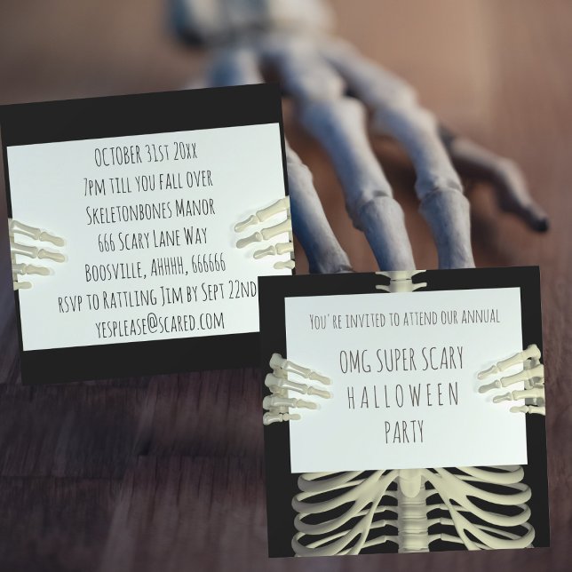 Beängstigendes Skeleton Spooky Halloween-Party Ein Einladung (Von Creator hochgeladen)
