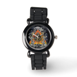 Beängstigendes Skelett im nächtlichen Halloween Armbanduhr