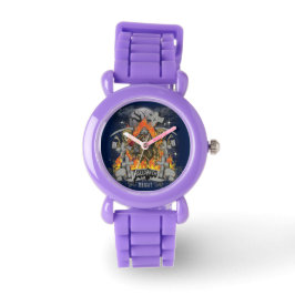 Beängstigendes Skelett im nächtlichen Halloween Armbanduhr
