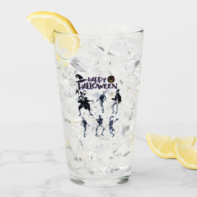 Beängstigendes Skelett-Party Glas (Vorderseite Ice)