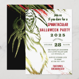 Beängstigendes Skull-Kostüm-Party von Spooky Adult Einladung