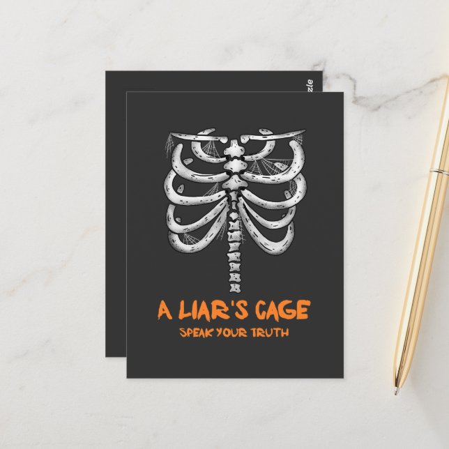 Beängstigendes Spinnennetz menschliche Rippenkäfig Postkarte (Vorderseite/Rückseite Beispiel)