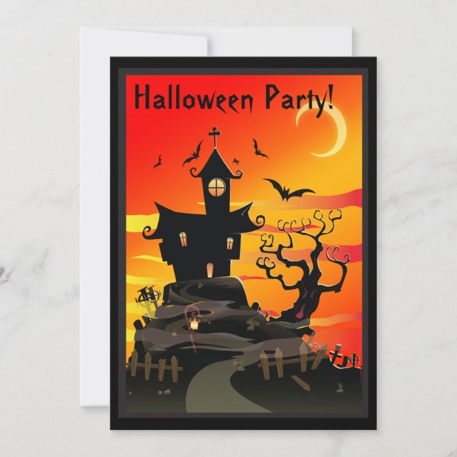 Beängstigendes Spuk Halloween-Party Einladung (Vorderseite)