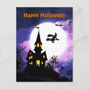 Beängstigendes Spuk Haus Happy Halloween Postkarte