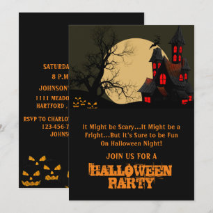 Beängstigendes Spuk Haus und Vollmond-Halloween-Pa Einladung