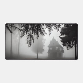Beängstigendes Spuk Herrenhaus in Nebel Schreibtischunterlage