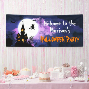 Beängstigendes Spuk Schloss Fliegenfliegen Hallowe Banner