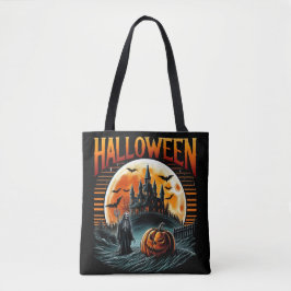 Beängstigendes Spuk Schloss Moonlit Grim Sensenman Tasche