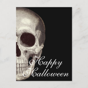 Beängstigendes totes Schädel glückliches Halloween Postkarte
