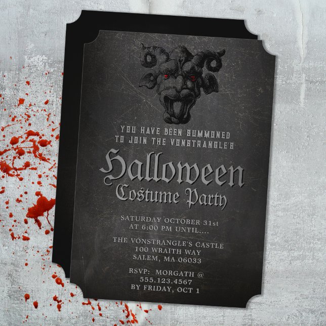 Beängstigendes Vintages gotisches Halloween-Party  Einladung (scary gargoyle invitation)