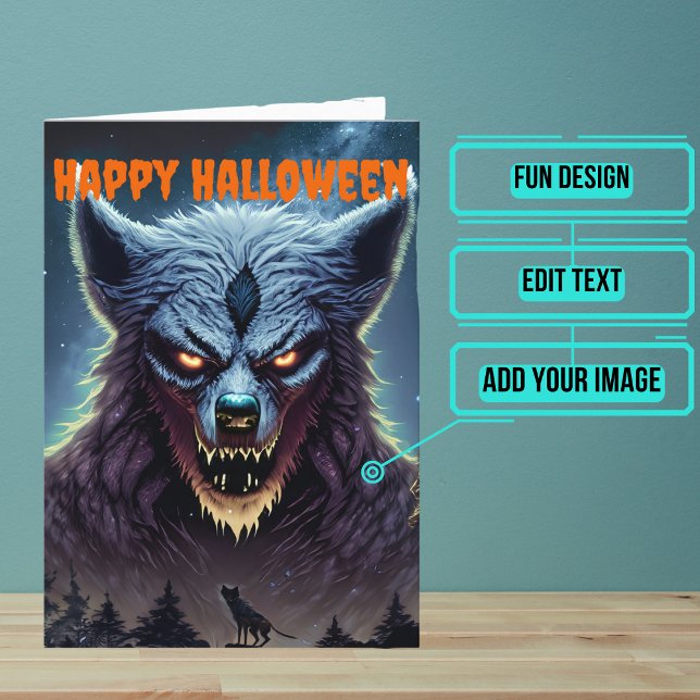Beängstigendes Werewolf-Halloween-Party Karte (Send a special greeting to a friend at Halloween with this fun card.)