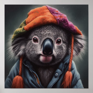 Beanie Bunch Koala Patchwork-Mütze Kunstposter Poster