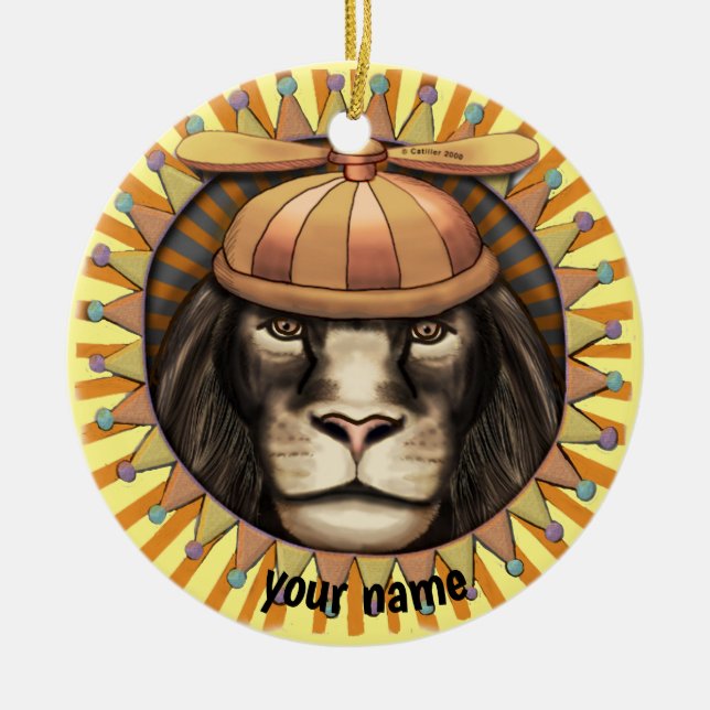Beanie Lion Keramik Ornament (Vorne)