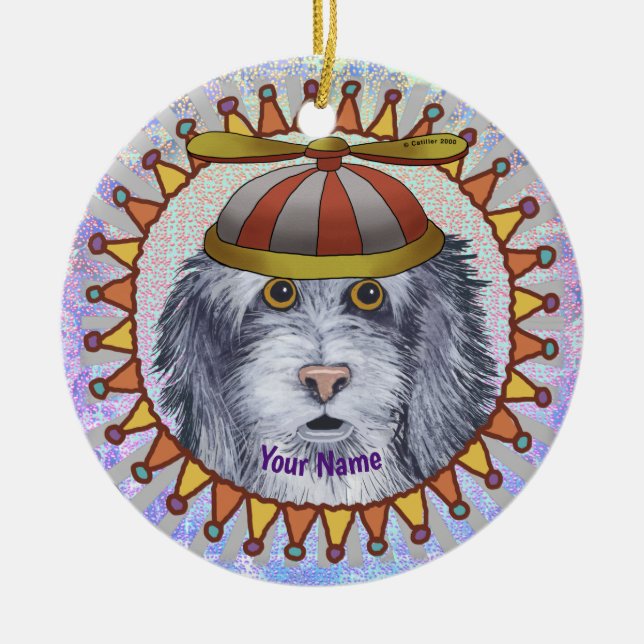 Beanie Sheep Dog individuelle Name Keramik Ornament (Vorne)