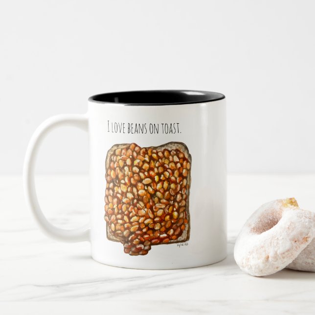 Beans on Toast Zweifarbige Tasse (Mit Donut)