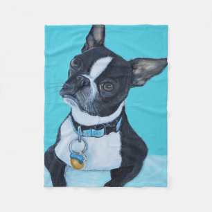 Beans the Boston Terrier Painting Fleecedecke