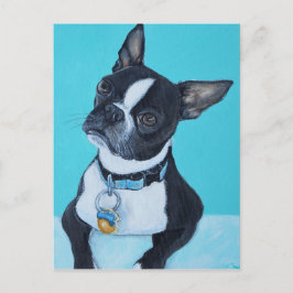 Beans the Boston Terrier Painting Postkarte