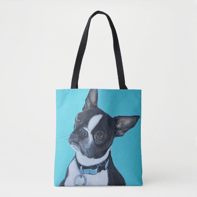 Beans the Boston Terrier Painting Tasche (Vorderseite)
