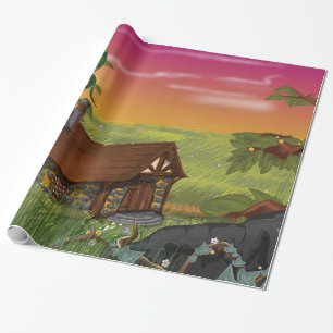 Beanstalk Hütte Cartoon Geschenkpapier
