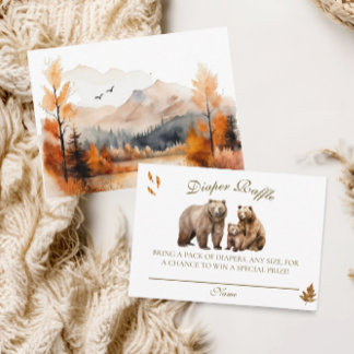Bear Adventure Fall Mountains Neutrale Babydusche Begleitkarte