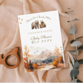 Bear Adventure Fall Mountains Neutrale Babydusche Dankeskarte